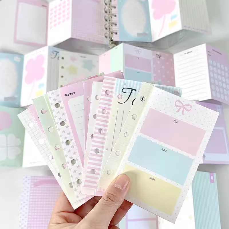 混搭版原创M5手账本册三折页房子四叶草少女心活页本替芯内页内芯