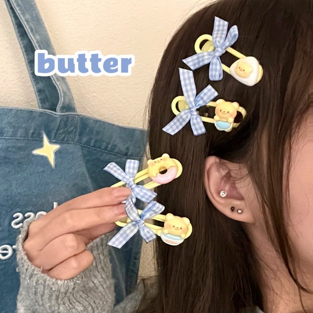 活动礼品新款奶黄小熊结发夹套装可爱甜美碎发刘海夹边夹少女