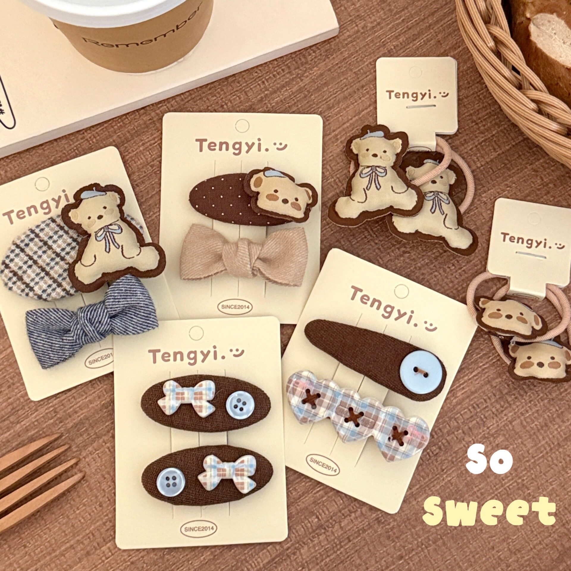 活动礼品韩系奶咖色可爱卡通小熊发夹刘海儿侧边童碎发夹夹少女