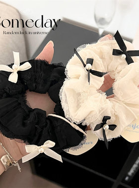 活动礼品发圈风黑白结大肠扎马网纱高弹力头绳日韩尾发绳发饰