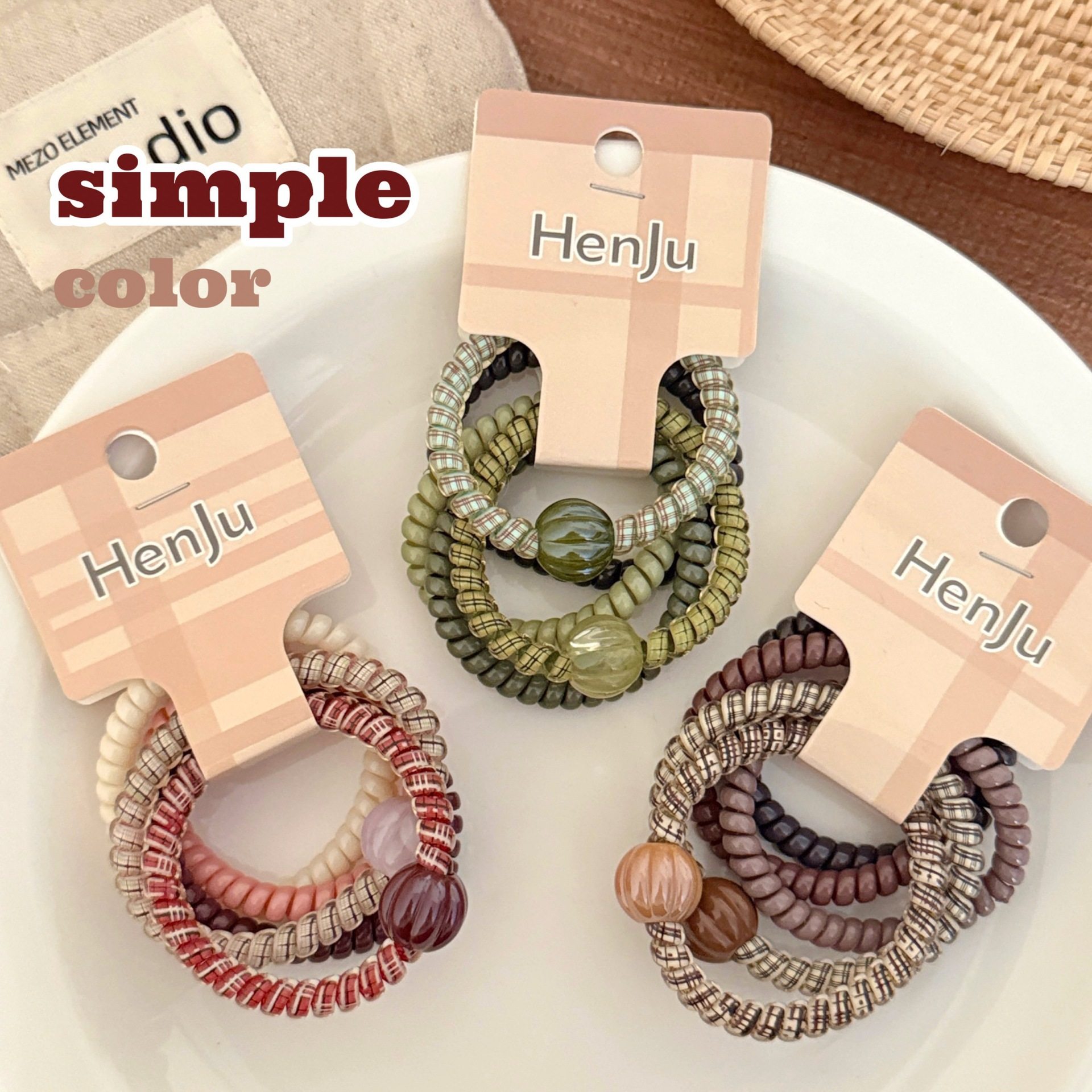 活动礼品新款复古色系电话线发耐用装少女马尾发圈夏季高颜值绳套