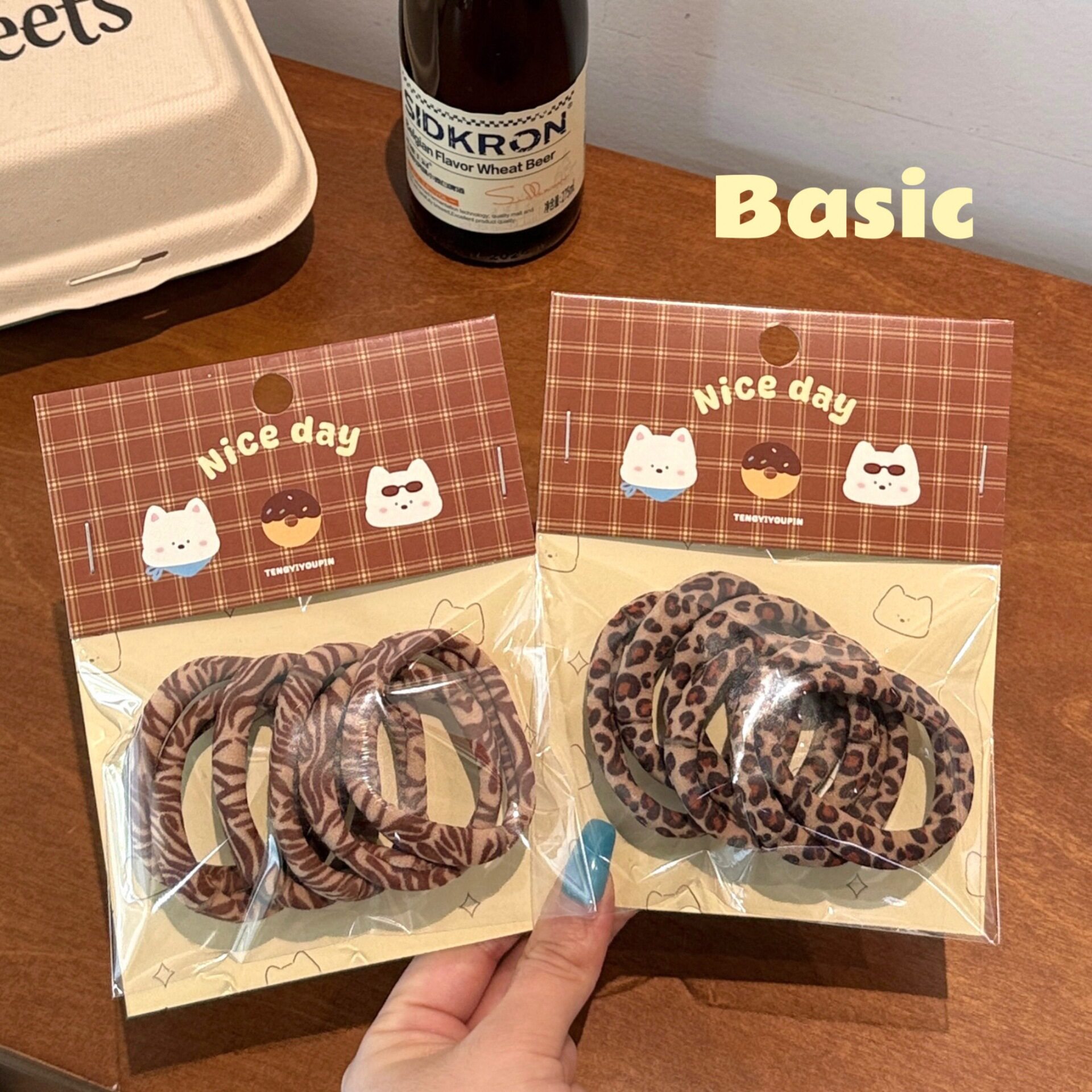 甜美特价新款高发圈豹纹头发饰