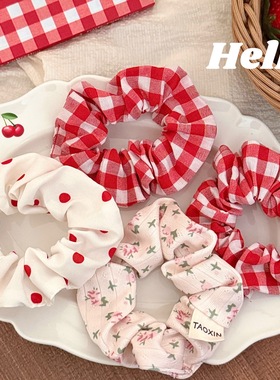 活动礼品红色波点新款发绳女发圈扎低马尾大肠肥肠气质绑头发头绳