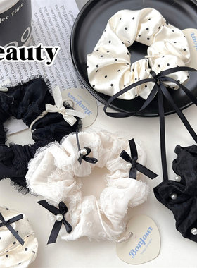 活动礼品日韩风扎马结大肠发圈网纱高弹力头绳黑白尾发绳发饰