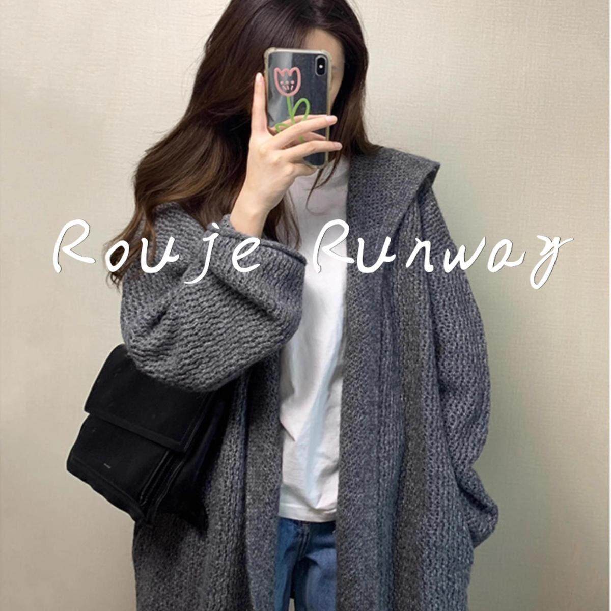 Rouje Runway独特灰色毛衣外套女装新款秋冬休闲中长款针织开衫套,女装/女士精品,常规大码外套,淘宝优惠券,粉丝福利购,淘宝优惠卷