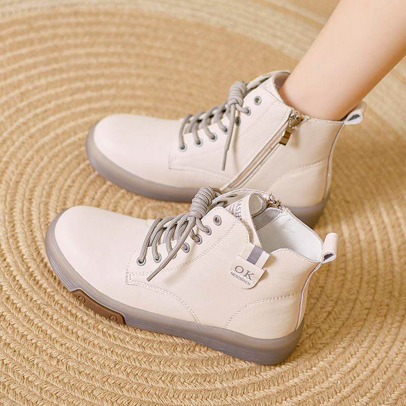 香港侧拉炼高帮鞋2025秋季新款加绒短靴女休闲平底牛筋真皮马丁靴,女鞋,马丁靴,淘宝优惠券,粉丝福利购,淘宝优惠卷