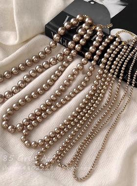 新加坡Chomelkinsey香槟金珠项炼女性2025新款秋冬毛衣炼