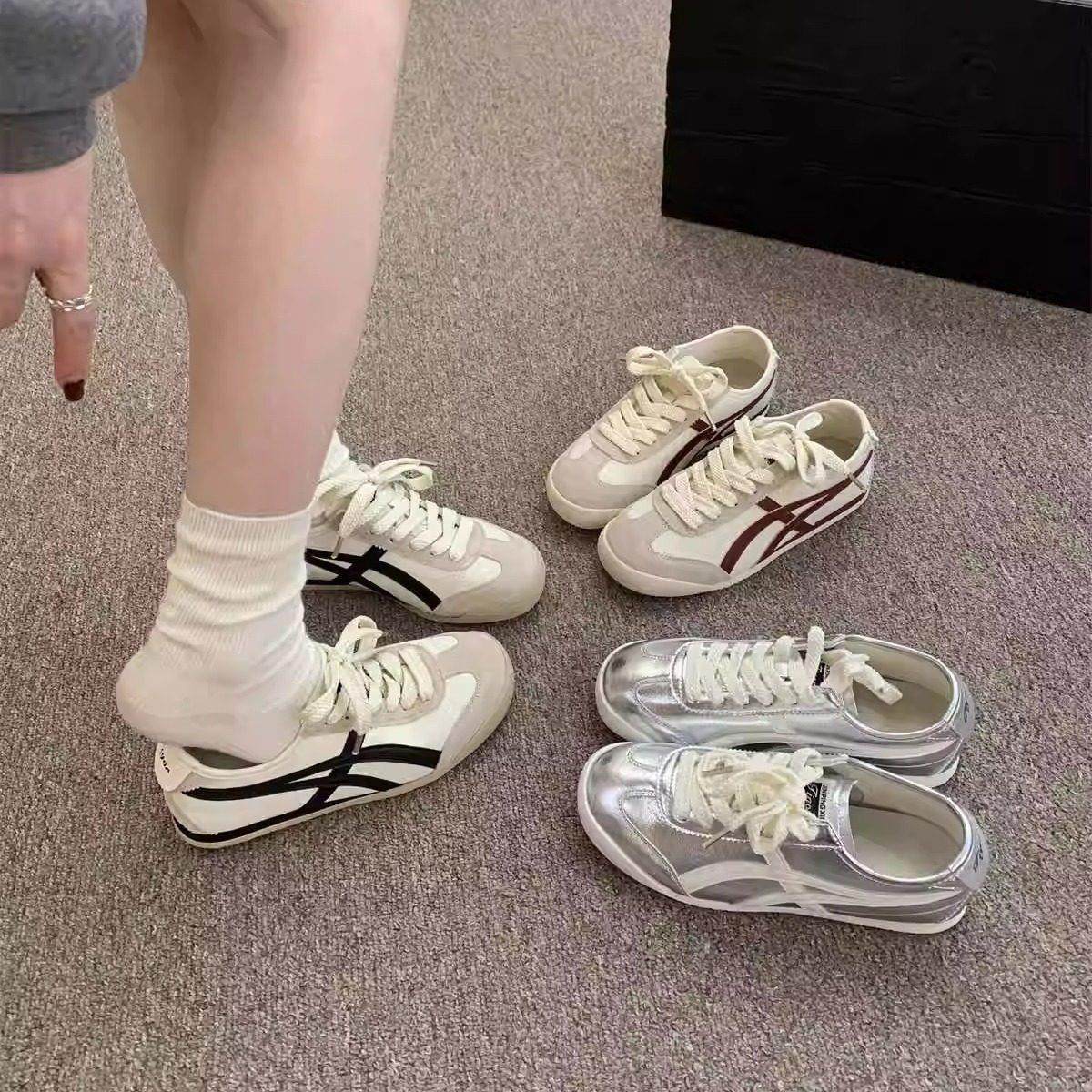 潮牌真皮软底阿甘德训鞋女2025春秋新款复古透气运动休闲平底板鞋,女鞋,时尚休闲鞋,淘宝优惠券,粉丝福利购,淘宝优惠卷