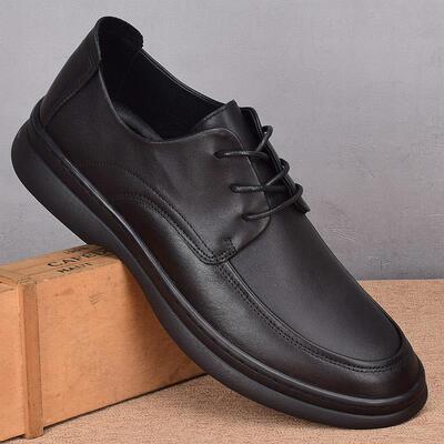 皮鞋男2025新款正装透气真皮软底英伦一脚蹬休闲皮鞋男款头层牛皮