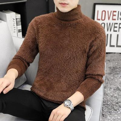 水貂绒高领毛衣男冬季加绒加厚保暖内搭高端海马毛男士纯色打底衫