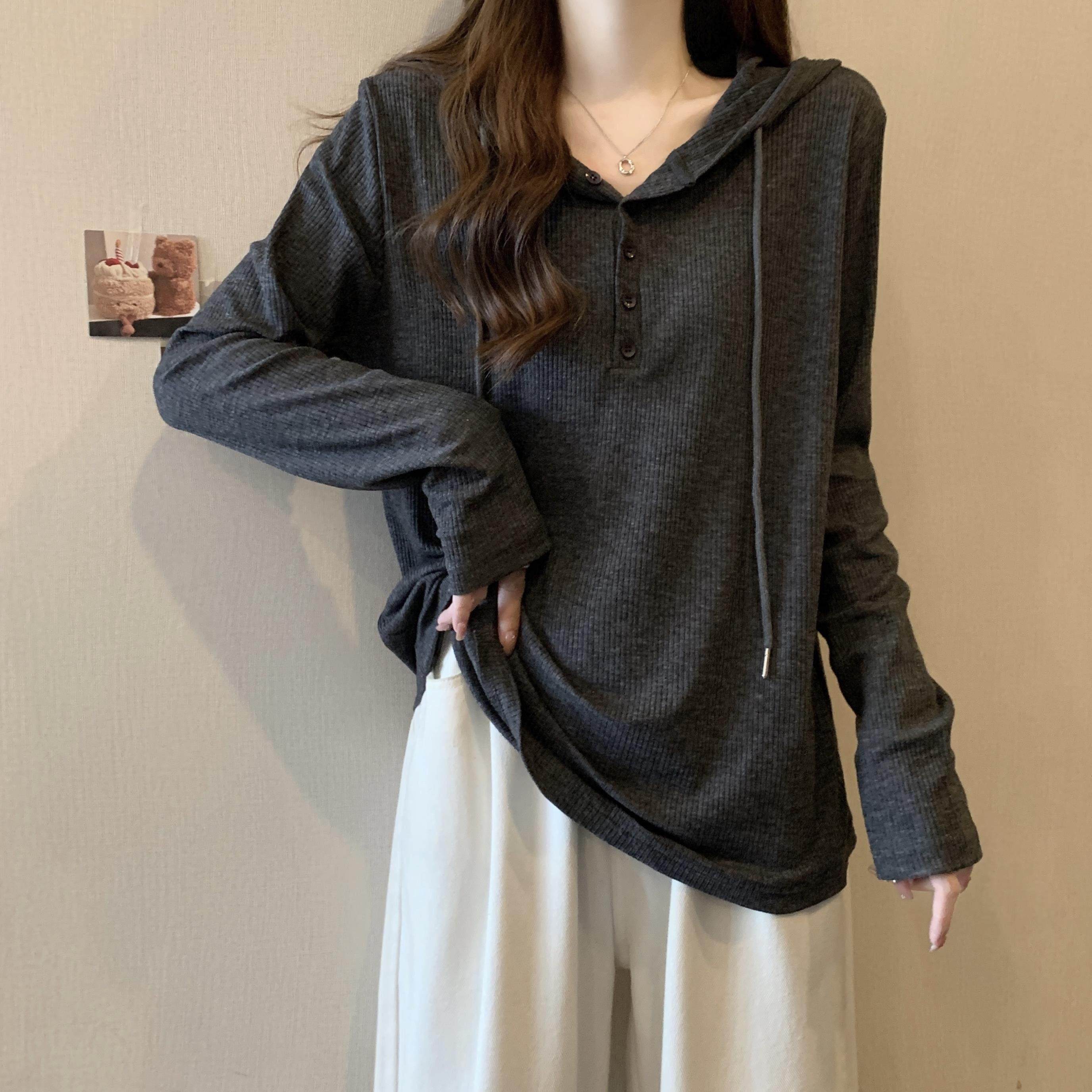 IT UNDER GARDEN 韩版纯色连帽长袖针织衫女秋季大码显瘦遮肚毛衣,女装/女士精品,大码内搭,淘宝优惠券,粉丝福利购,淘宝优惠卷