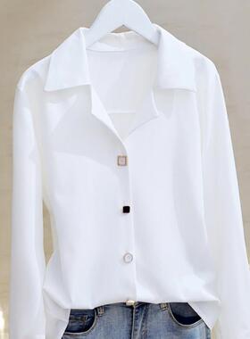 雪纺衬衫女春秋设计感小众2025年新款宽松白色洋派小衫长袖上衣女
