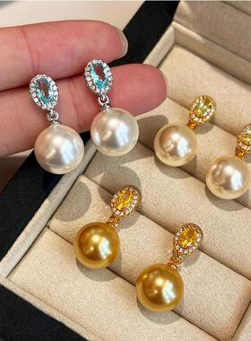 chomelkinsey锆石珍珠耳钉女2025新款高级感耳环独特漂亮吊坠耳饰