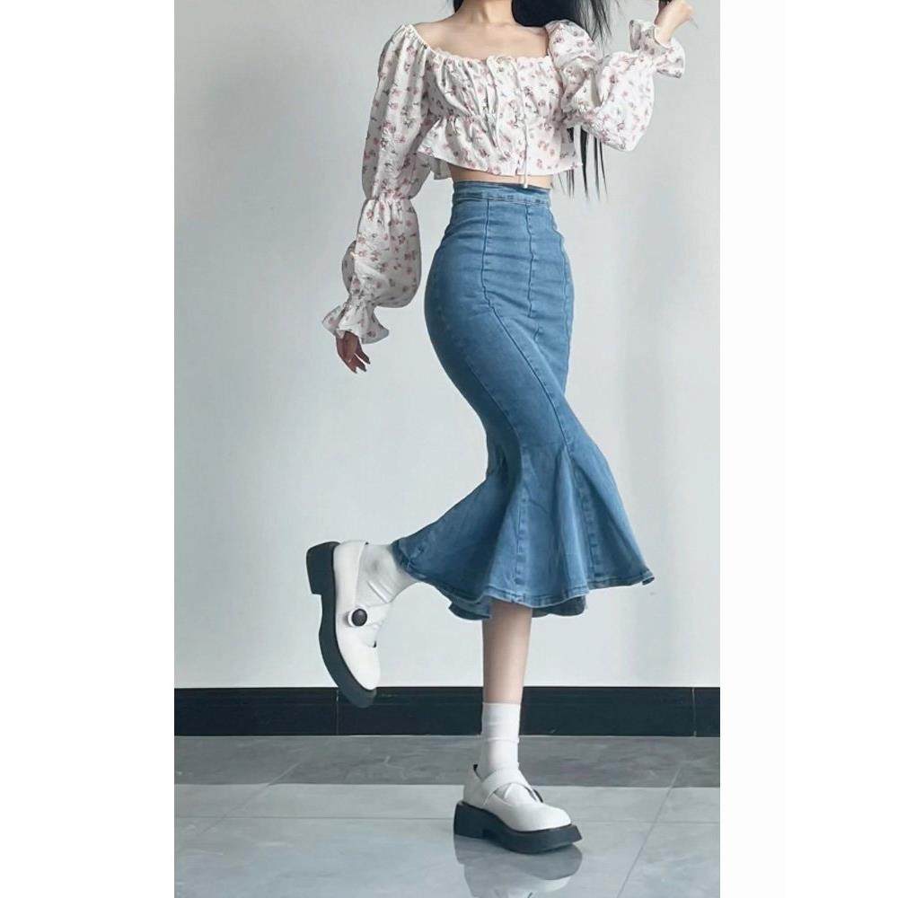 辣妹高腰牛仔鱼尾裙女2025年春秋新款设计感开叉包臀中长款半身裙,女装/女士精品,半身裙,淘宝优惠券,粉丝福利购,淘宝优惠卷