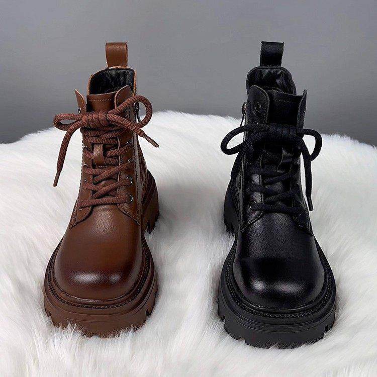 真皮马丁靴女英伦风2025秋冬季新款加绒厚底短靴百搭小个子松糕鞋,女鞋,马丁靴,淘宝优惠券,粉丝福利购,淘宝优惠卷