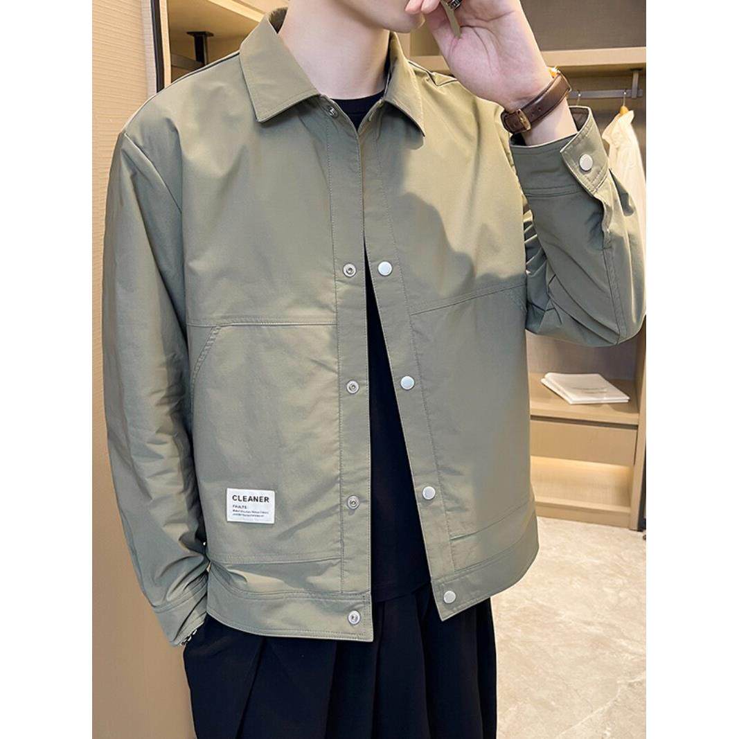 香港2025春秋季新款薄款翻领夹克男士工装上衣潮流衬衣式外套春装
