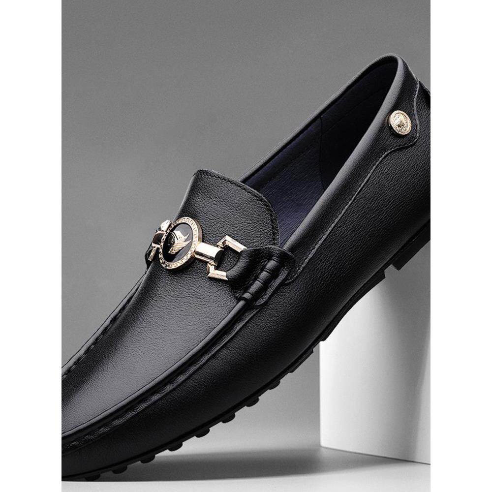 真皮男鞋软底软皮透气豆豆鞋男士2025新款潮流时尚一脚蹬懒人鞋男