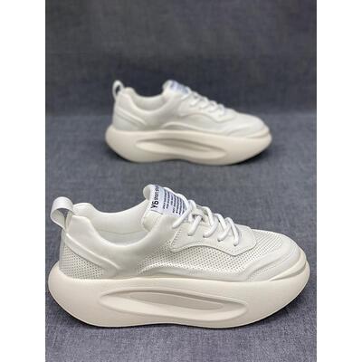 Minimalism Aquaman~ 厚底男鞋个性板鞋男软底增高皮面白色舒适简