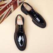 男结婚新郎 男士 2025新款 皮鞋 商务休闲真皮透气厚底增高皮鞋 年轻款