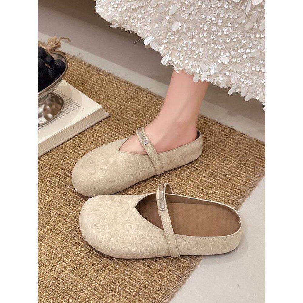 英国真皮厚底勃肯半拖鞋女夏外穿2026新款超火增高休闲玛丽珍凉鞋