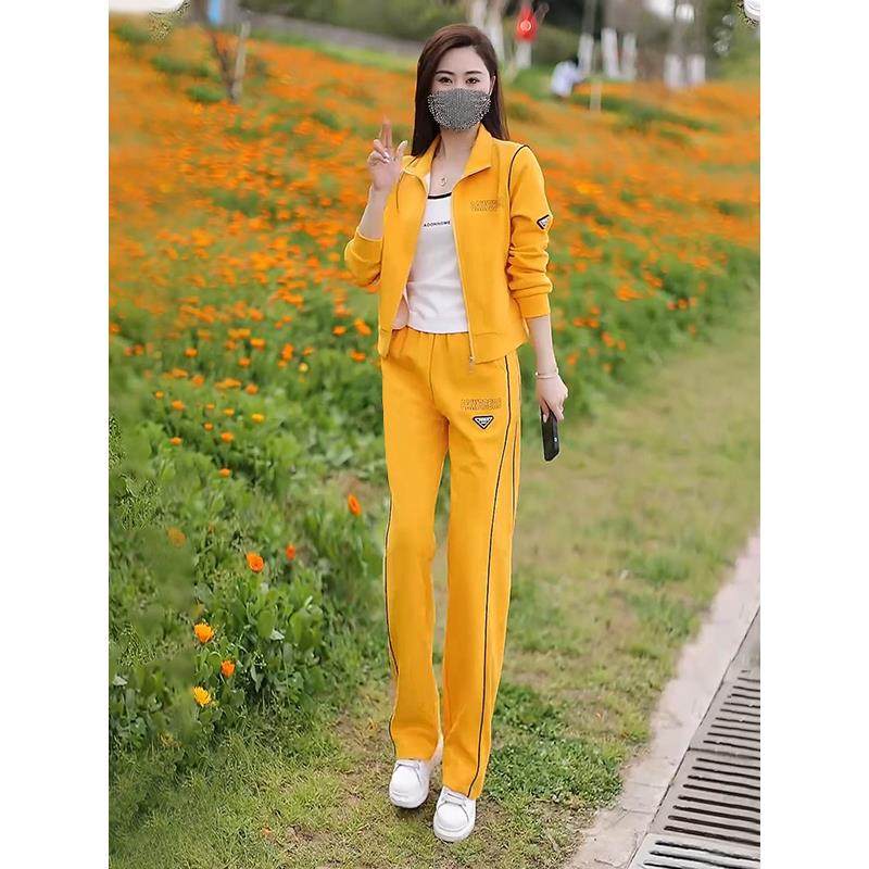 时尚运动套装女春秋新款洋气休闲立领开衫卫衣阔脚裤显瘦两件套潮