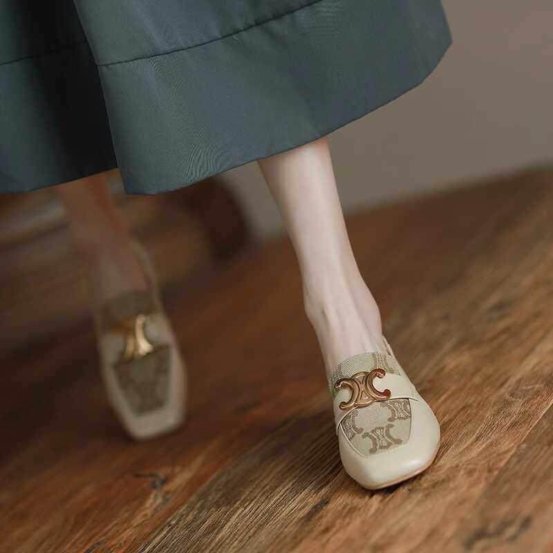 意大利~Raraente ! 真皮低跟方头乐福鞋女粗跟深口单鞋女覆古百搭,女鞋,婚鞋,淘宝优惠券,粉丝福利购,淘宝优惠卷