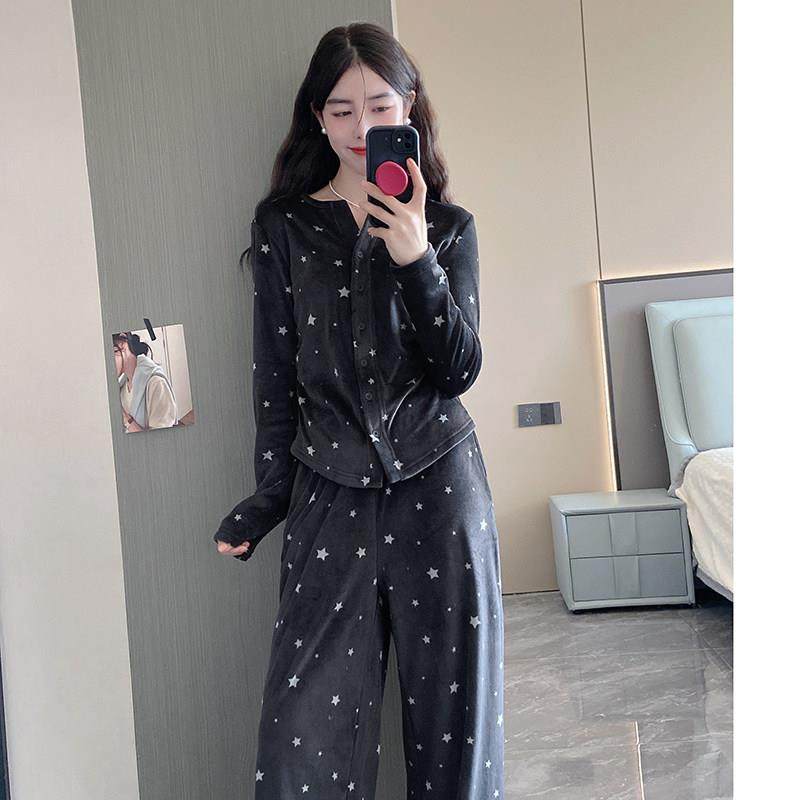 谁偷了我的梦「Daily Gtra」珊瑚绒睡衣女秋冬星星休闲家居服套装