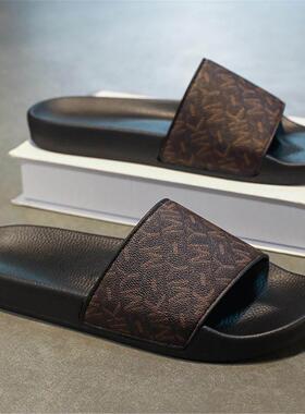 潮牌一字拖鞋男士款夏季外穿软底休闲 沙滩鞋居家个性百搭时尚凉