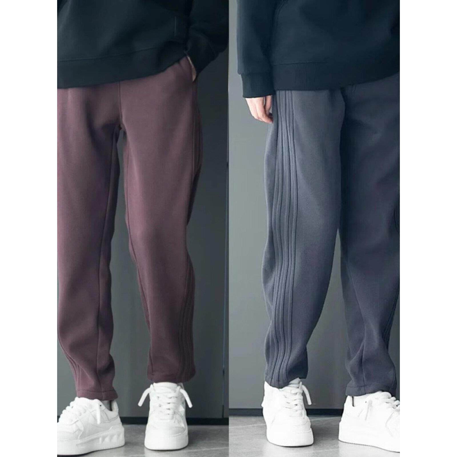 香港春秋季新款休闲裤潮流春装宽松直筒长裤男加绒宽松阔腿卫裤潮