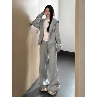 英国DGKP运动套装女春秋季新款宽松开衫卫衣时尚阔腿裤休闲两件套