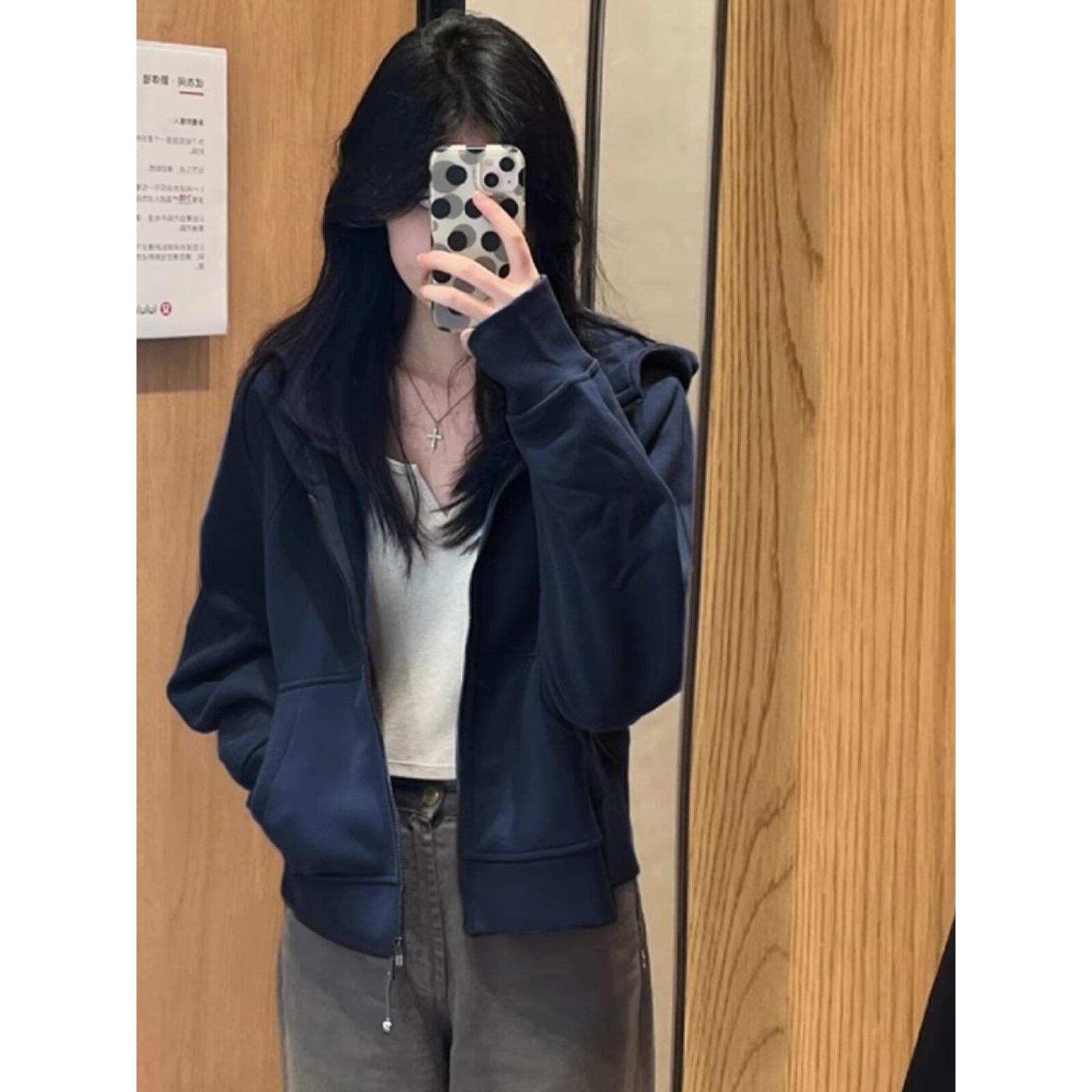 短款正肩卫衣薄外套女春秋2025新款洋气百搭修身显瘦运动开衫上衣