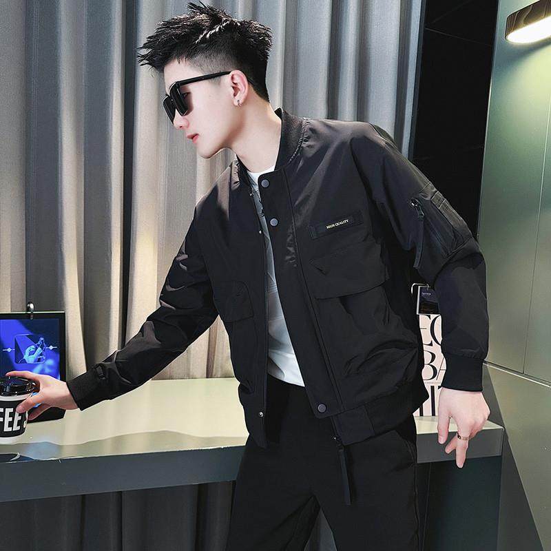 潮牌痞帅工装夹克外套男士2025新款春秋冬季多口袋休闲棒球服男款