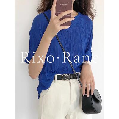 法国Rixo Rane 优雅高阶⭐褶皱雪纺衫女遮肚宽松显瘦短袖小衫上衣