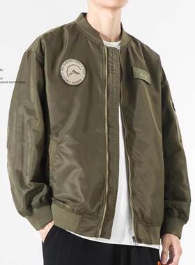 【美式覆古】Ander Jurnal春秋新款纯色夹克男光面小众气质简约