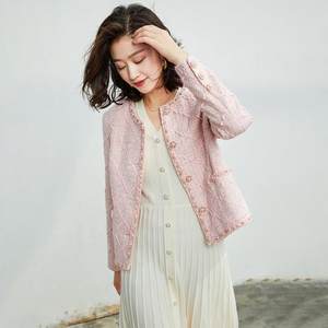 AILI恩裳高端女装秋冬新款重工钉珠镶钻亮丝减龄小香风羊毛呢外套