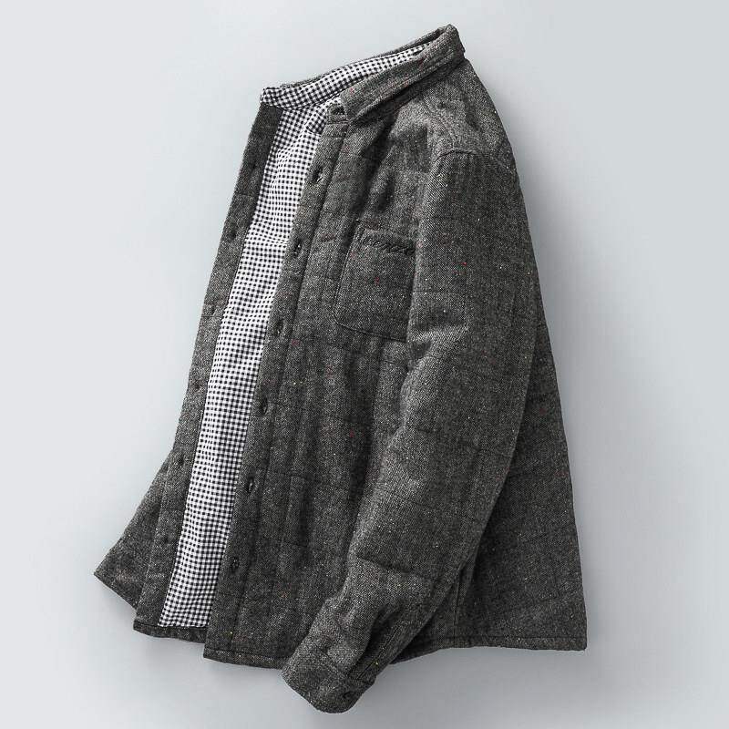 性价比好货！钢化呢面料！秋冬男士保暖加厚休闲夹棉衬衫长袖外套