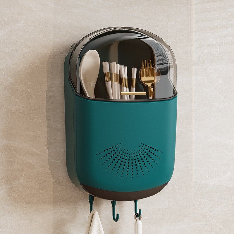 轻奢置物架家用壁挂多功能厨房筷笼防潮带盖沥水筷子筒