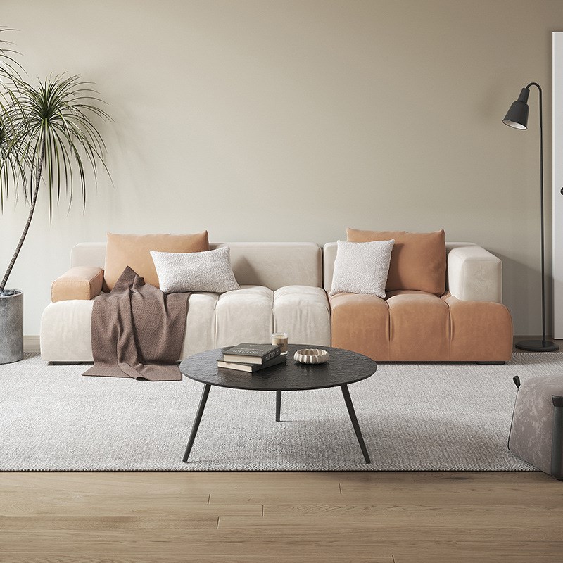 北欧侘寂风小户型布艺组合现代客厅日式简约豆腐块直排贵妃沙发