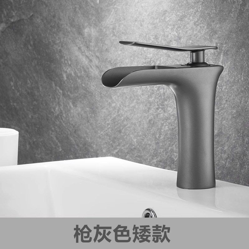 全铜瀑布水龙头卫生间洗脸盆洗手盆台上盆冷热复古水龙头白色金色,家装主材,面盆龙头,淘宝优惠券,粉丝福利购,淘宝优惠卷