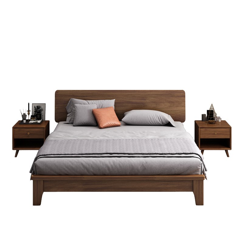 北欧卧室1.21.51.8米胡桃木床多功能气压高箱储物实木床柜