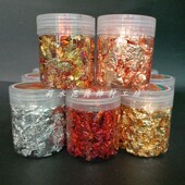 莉水昆岗美甲手账多彩箔碎铜箔仿银铝箔玫瑰金珠光金粉重彩岩彩画