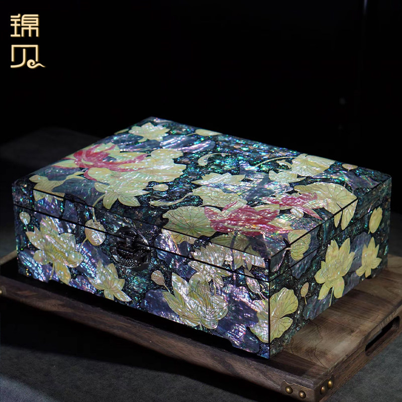 锦贝螺钿首饰盒送闺蜜高档礼品结婚礼物送新人新娘订婚三金收纳盒