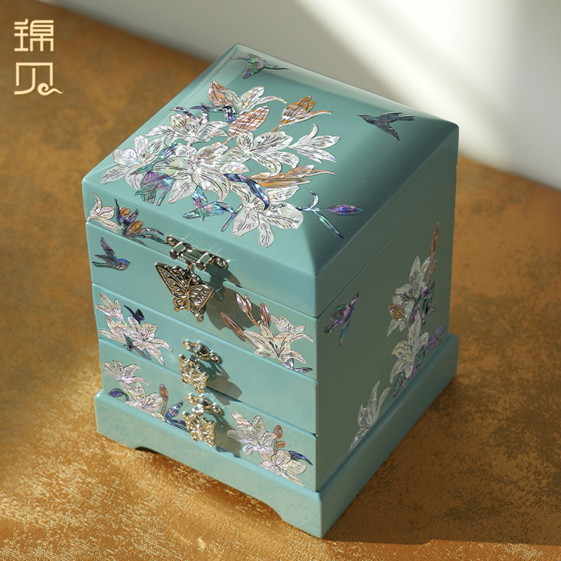螺钿漆器首饰盒送妈妈女友收饰品