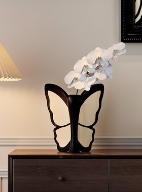 中古风蝴蝶花瓶摆件轻奢高级感客厅玄关柜桌面摆设法式复古