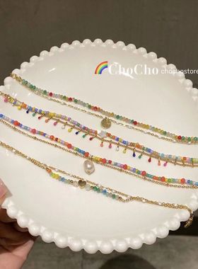 彩色串珠双层多巴胺手链女2023年新款复古小众设计感高级时尚