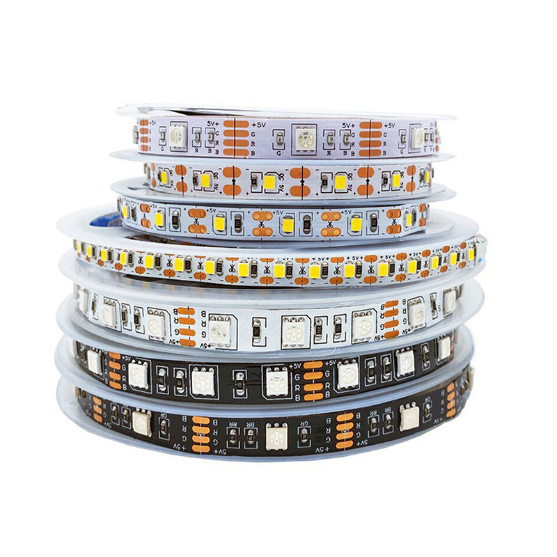 5050RGB软灯带12灯18灯30灯60灯黑白底电视背景灯滴胶裸板氛围灯