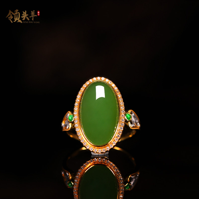 精品和田玉碧玉戒指天然玉石老料碧玉女士戒圈高级感玉指环带证书