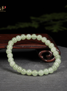 正品6mm冰底圆珠浅晴水绿玉手链