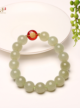 天然和田玉晴水手串精品圆珠12mm