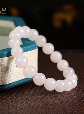 天然和田玉藕粉圆珠手串手珠玉串